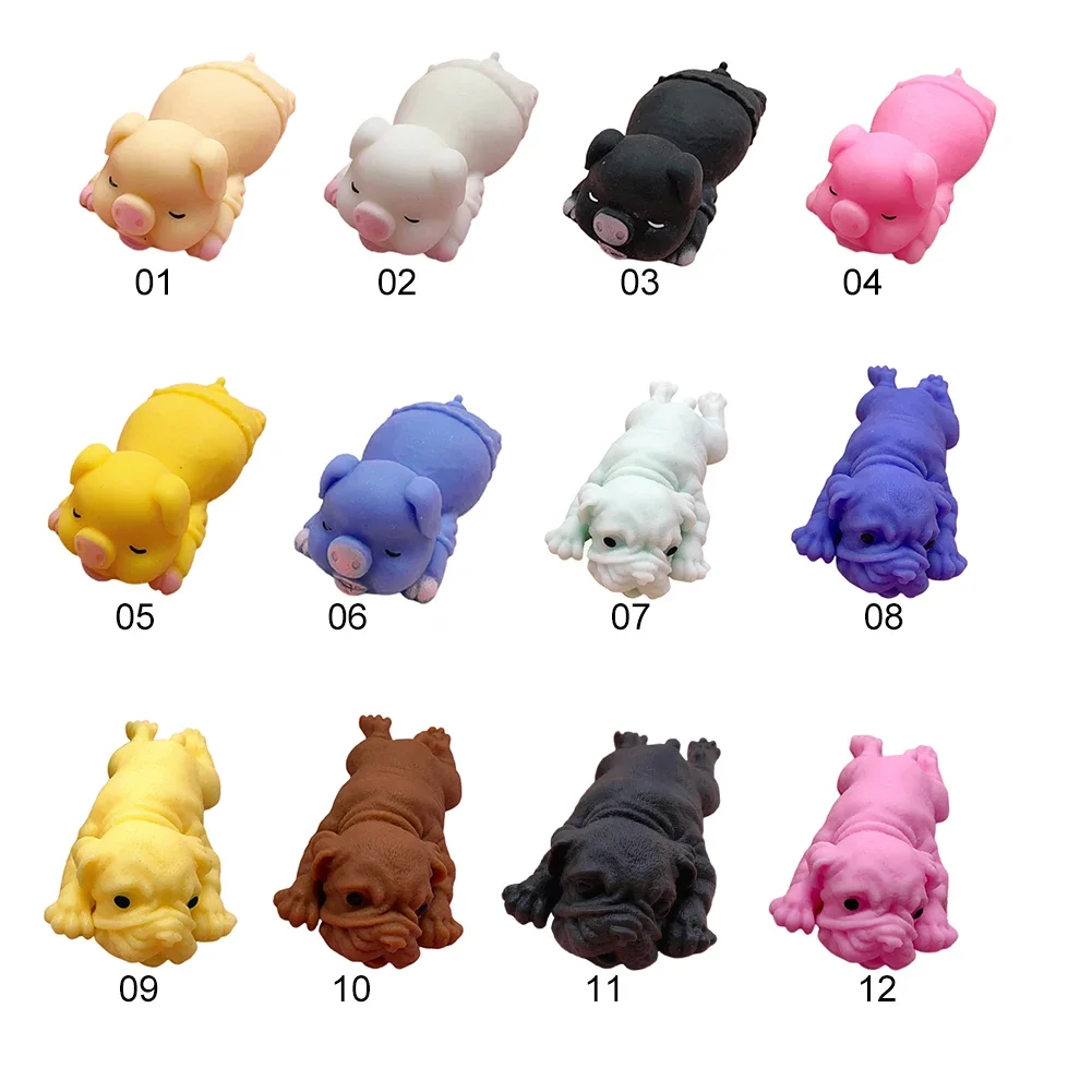 Soft Cute Realistic TPR Bulldog Soft Animal Stress Relieve Kids Adult Toy Animal Dog Anti Stress Dog Gift Stress Reliever Toys 3