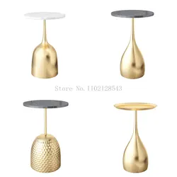 Marble and Metal Sofa Side Table Living Room Coffee Table Small Round Table Bedroom Bedside Table Bed Table table basse de salon