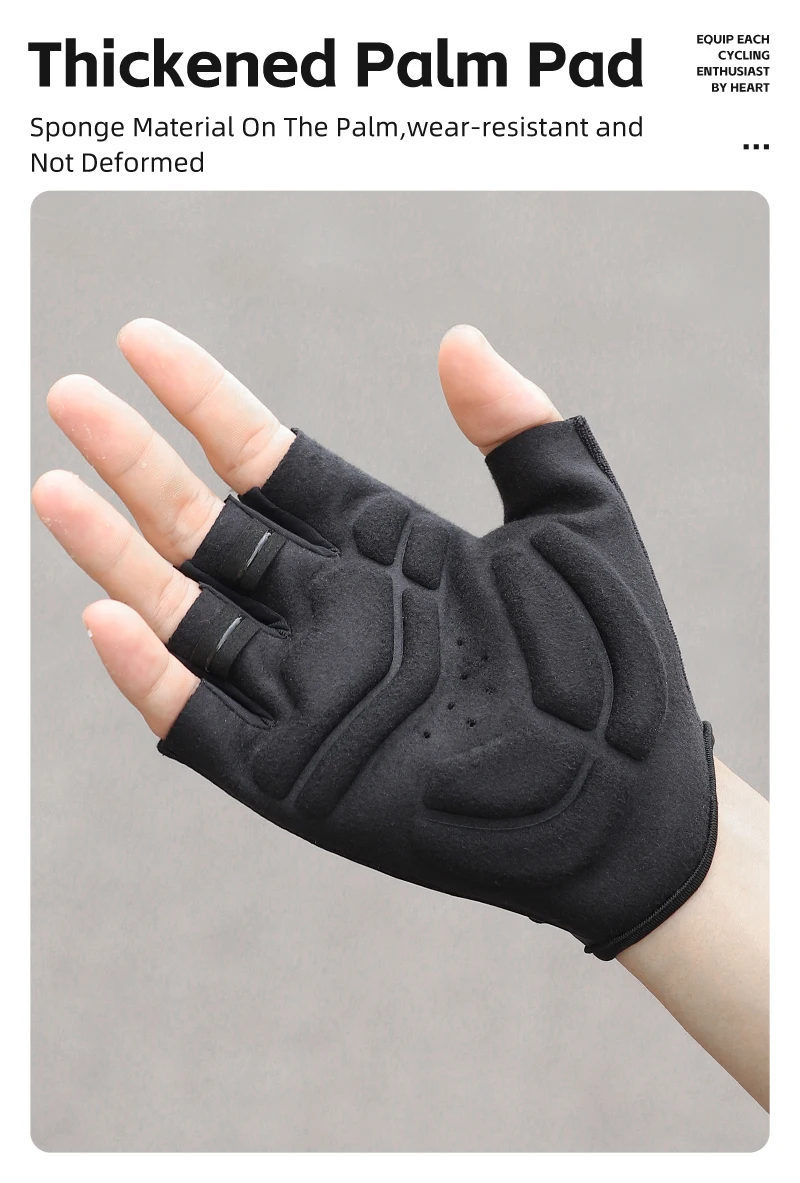 WEST BIKING Halbfinger-Fahrradhandschuhe, Stoßdämpfung, atmungsaktiv, reflektierend, rutschfest, für Rennrad, Mountainbike, Radfahren, Sommer – Detail 6