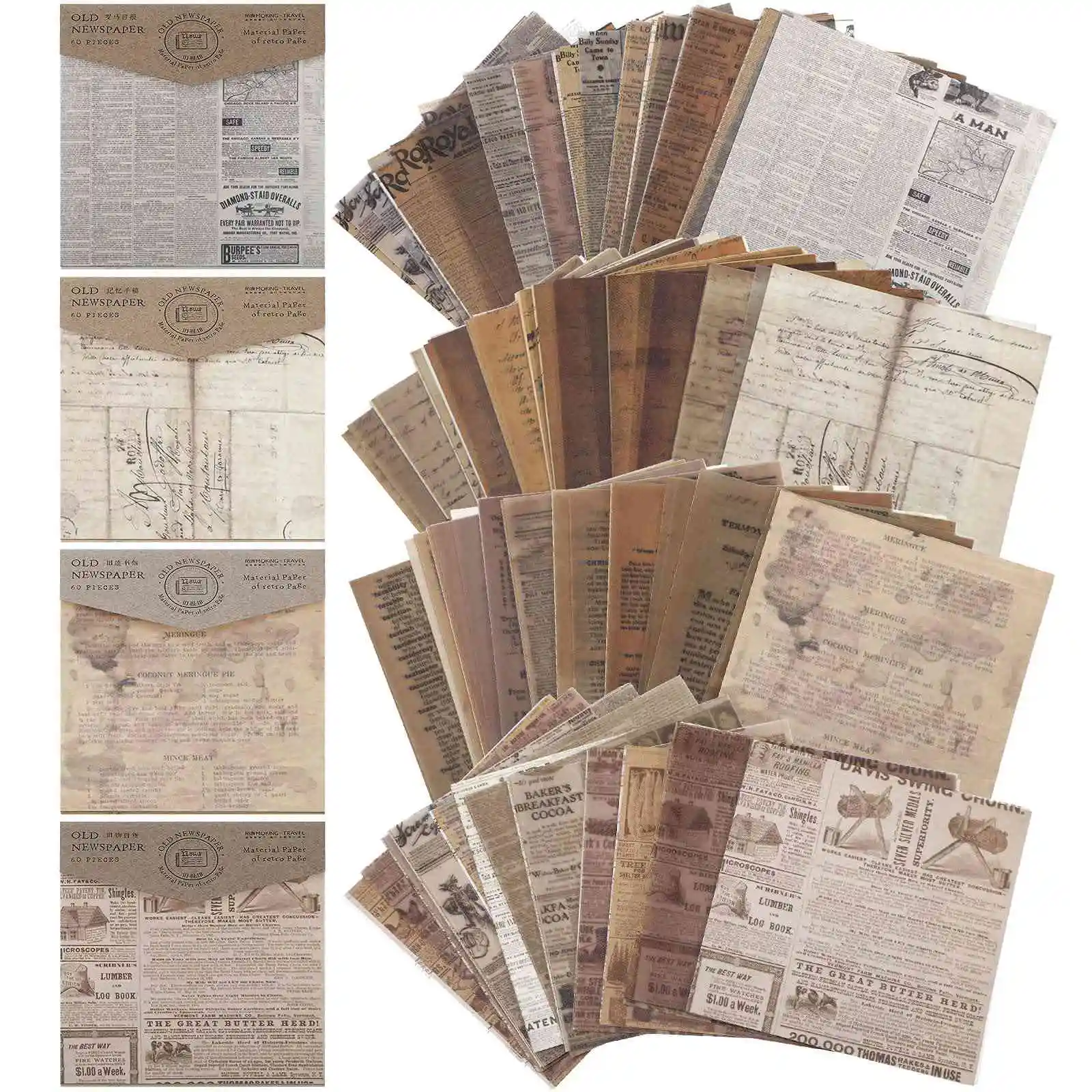 

240 Sheets Vintage Scrapbook Paper Supplies Journaling Scrapbooking Material Paper Decorative Craft DIY Journal Paper
