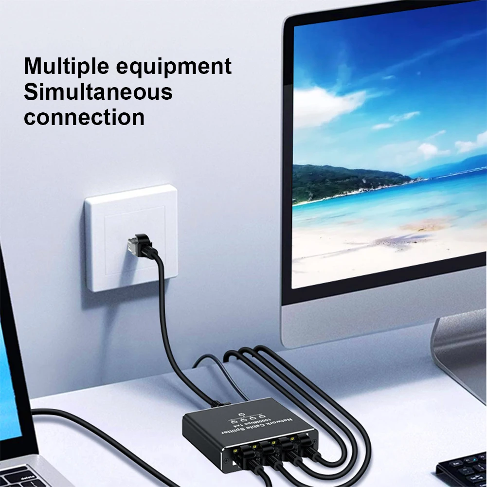 MZX 1 in 4 out 1000Mbps Gigabit Network Hub RJ45 Ethernet Splitter Connector 1000M Networking Adapter PC Computer Cat6/7/8 Cable - Imagen 2