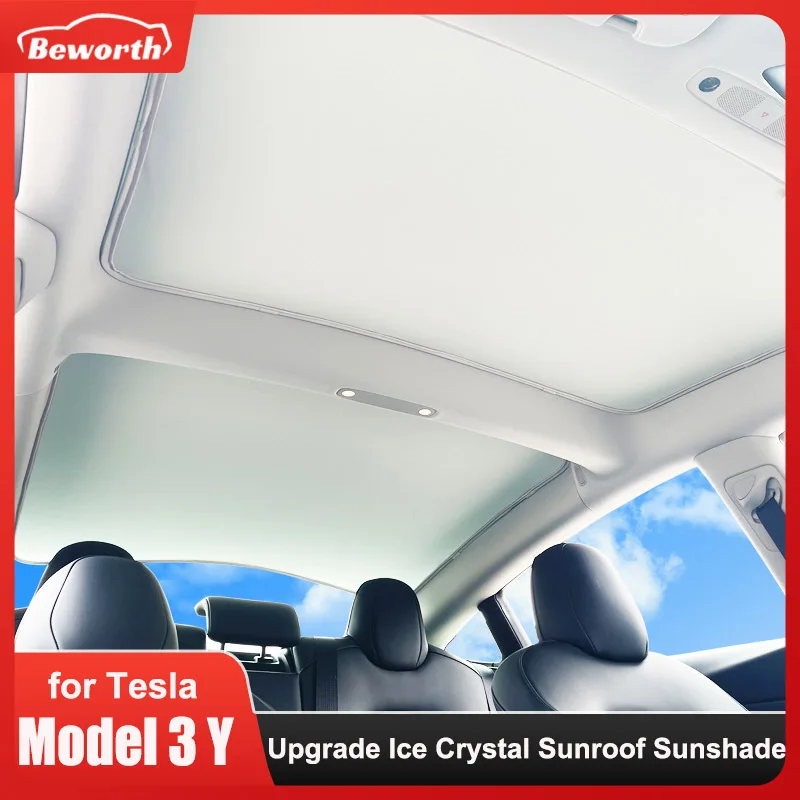 Sunroof Sunshade Upgrade Ice Crystal Sunroof Sunshade Tesla Model Y 3 Roof Car Sun Shade Skylight Blind Shading Nano Sun Visor Net