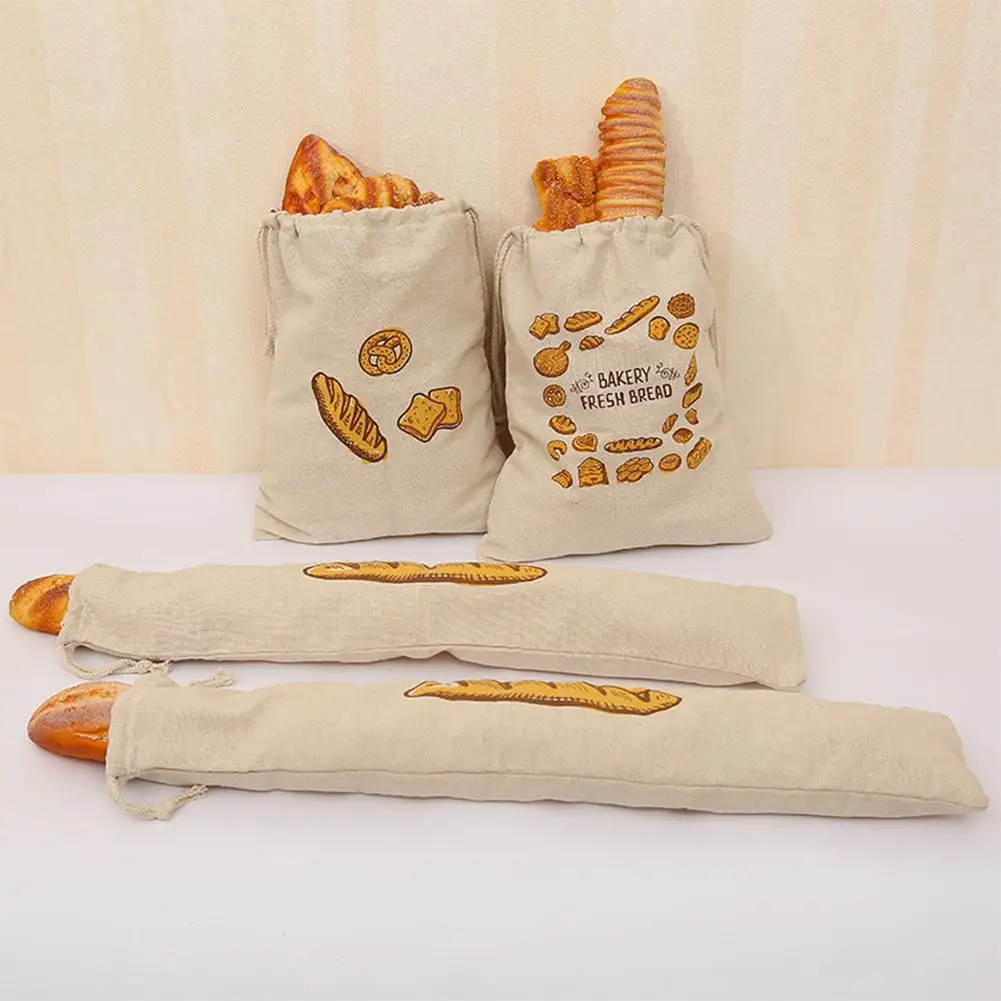 

Льняной мешок для хлеба, 1 шт., многоразовая Хлопковая Сумка на шнурке для хранения, ручка для домашнего хлеба, свежий экологически чистый пакет для багета P9N0
