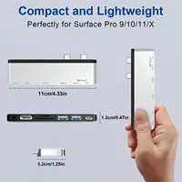 Suitable for Surface Pro 9,10,11,X docking stations, 7-in-1 with 4K HDMI port USB-C 100W charging,TF SD card reader, 7-in-1 hub - Image 6