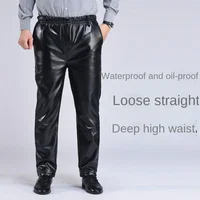 Spring Autumn Men Leather Pants   Smart Casual Male PU Faux Leather Trousers Plus Size Oversize 5