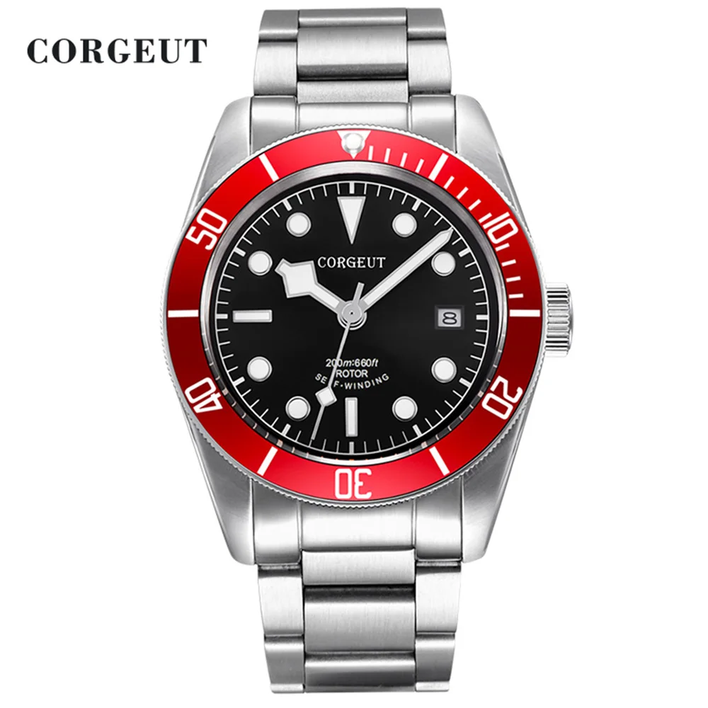 

CORGEUT NH35 Seagull 1612 Luxury 41mm Biwan Business Men Watches Automatic Mechanical Date Diving Waterproof Glow Watch Reloj