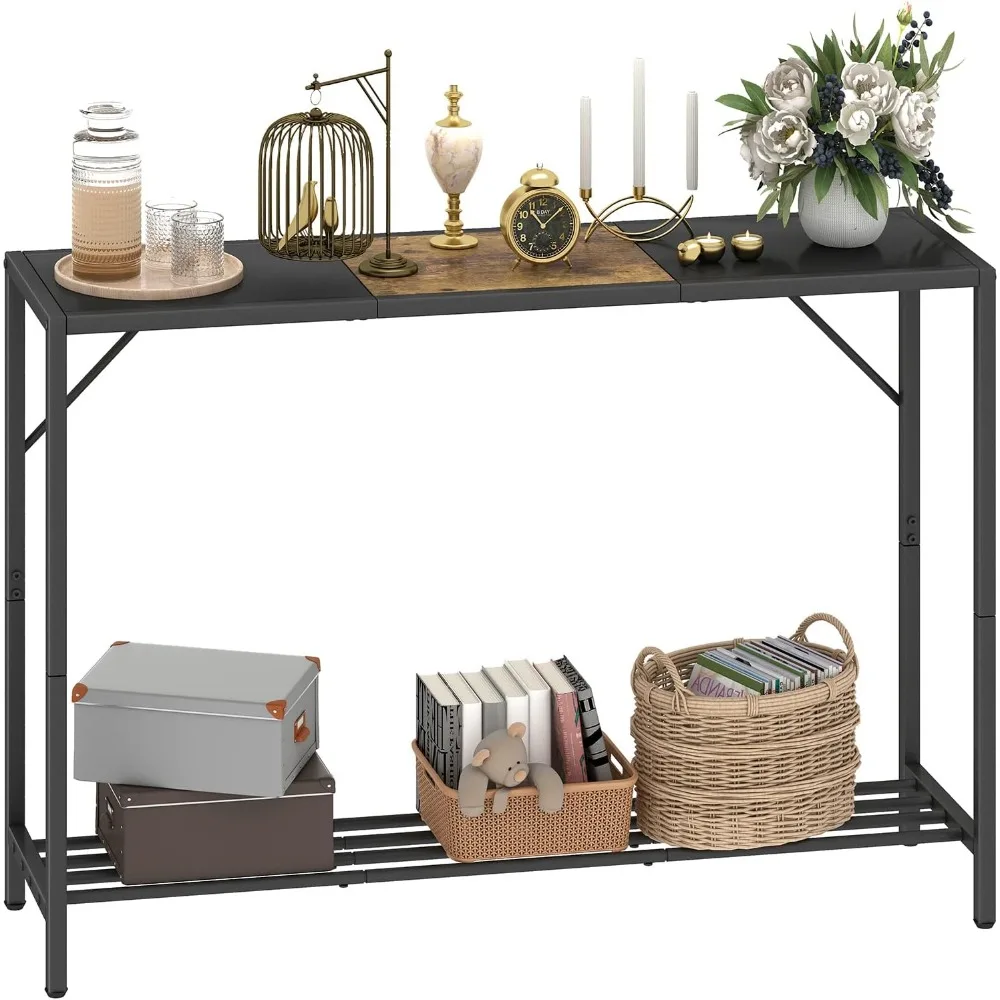 Console Table, 41.7" Industrial Entryway Table with Shelf, Narrow Sofa Table for Hallway, Entrance Hall, Foyer, Corridor