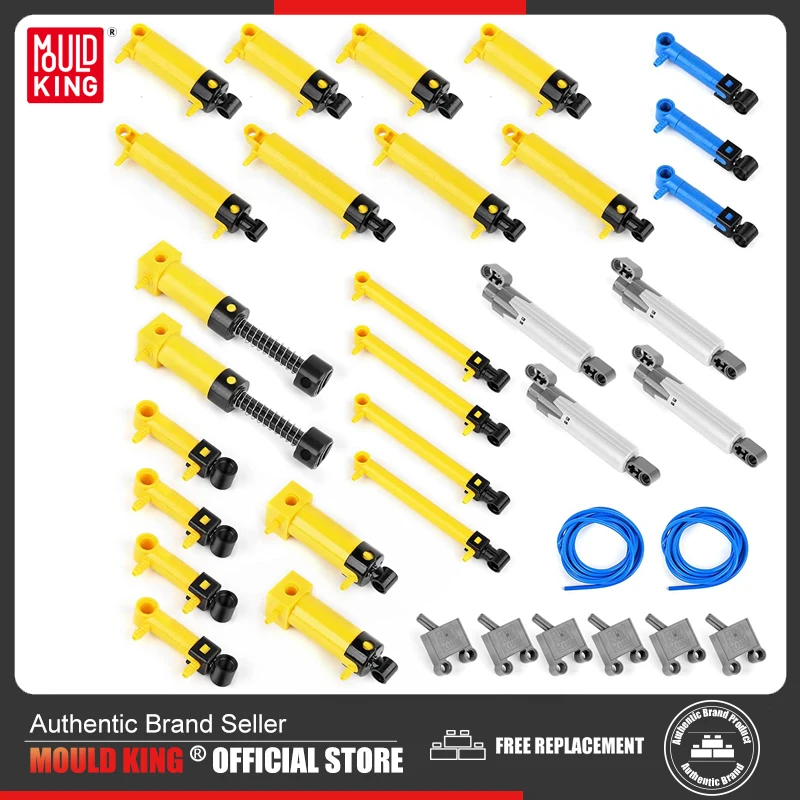 Mold King Kit Pneumatici Ingegneria Cilindri Pneumatici Moc Pompa Aria Pistone Push Rods, Adatto Per Mattoni Giocattoli Totale 35 Pezzi