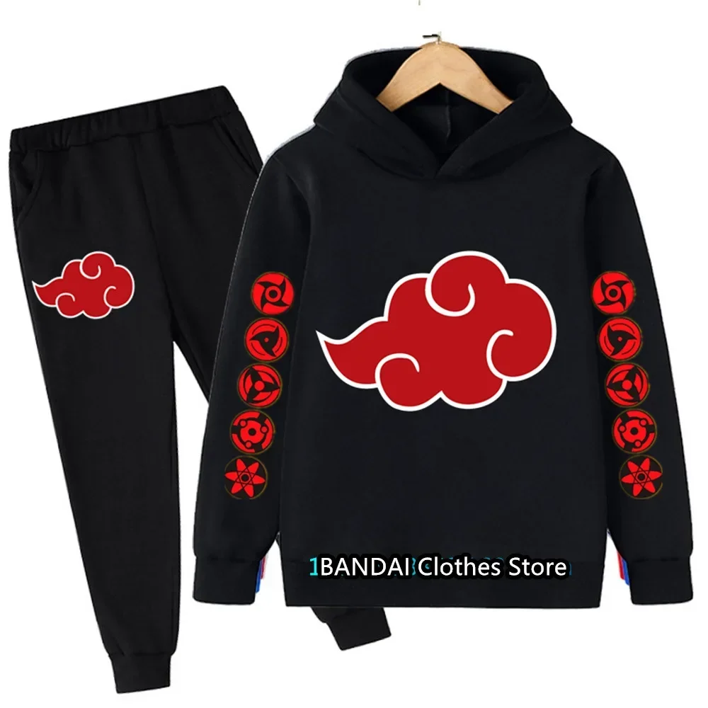Sudadera con capucha de Naruto HOT 2024 Conjuntos para niños Conjunto de dos piezas Sudadera con capucha + Pantalones Conjunto de sudadera con capucha de anime japonés para correr Venta caliente