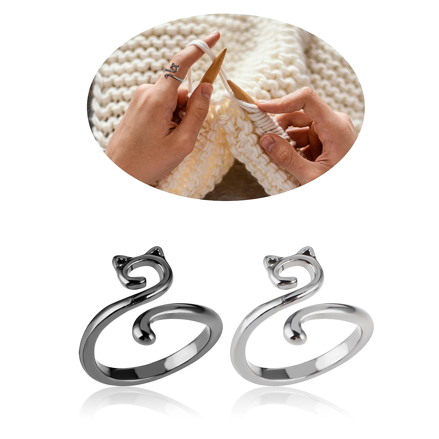Crochet tools Adjustable Knitting Crochet Ring Open Guide Yarn Guide Crochet Tension Ring for Faster Knitting Women's Knitting 2PCS