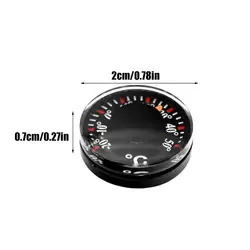Compact Mechanical Thermometer with Adhesive Mount - No Battery Required (Black)