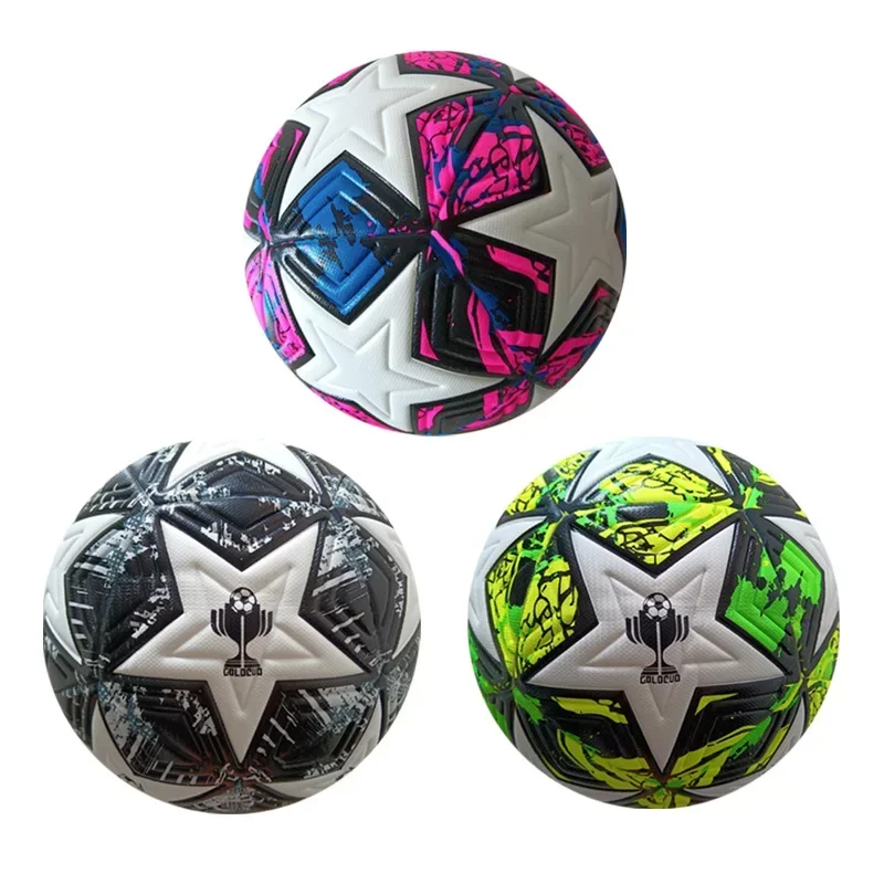 Champions League Star Series Size 5 Football PU Leather Match Outdoor Sports Ball for Adults Training Games Durable
