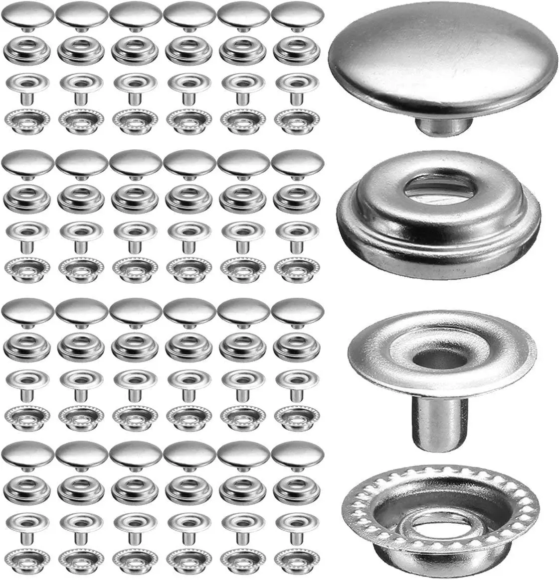 10/20/50sets 15mm Stainless Steel Press Studs Sewing Buttons Press Studs Sewing Leather Craft Clothes Bag Handmade DIY Rustproof 3