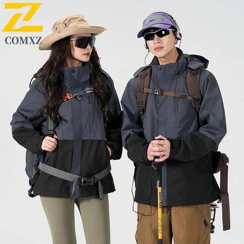 COMXZ Premium Hooded Men Jacket Outdoor Climbing Light Windbreaker Journey Wind Resistant Wear Resistant Autumn Zip Up Coat