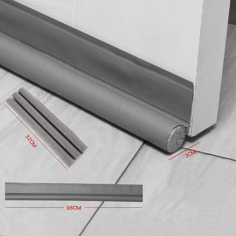 Gray Sided Door Strip Upgrade Wear-resistant Leather Sealing Windproof Bedroom Single Sided Door Strip Door Bolt 96cm