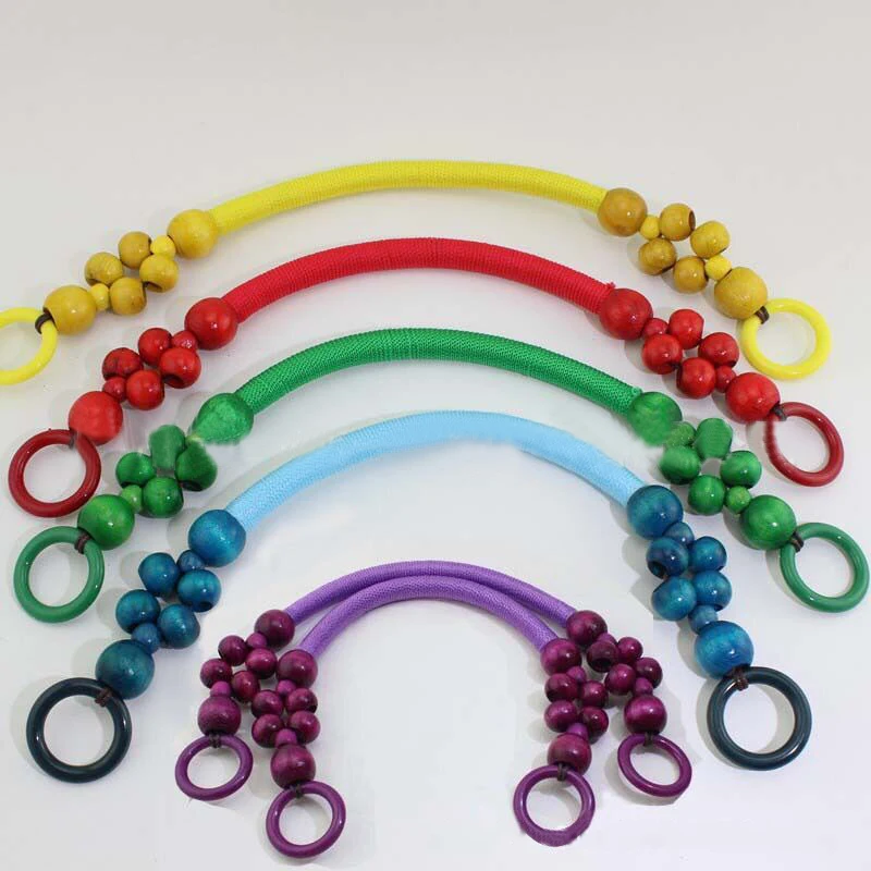 

47cm Nylon Rope Handbag Handle Portable Weave Wooden Bead Handle Shoulder Strap Hand Straps DIY Sew Handbag Accessories