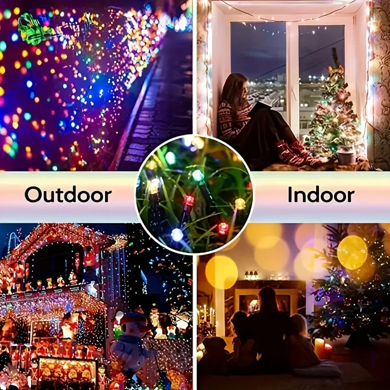 Solar LED String Lights Waterproof with 8 Lighting Modes Twinkling Solar Powered Fairy Lights for Outdoor Christmas Decoration