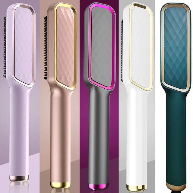 Spazzola lisciante elettrica Pettine caldo Styler per capelli Ioni negativi Anti danno al calore Strumento per lo styling veloce per donne Uomini Viaggi a casa 5