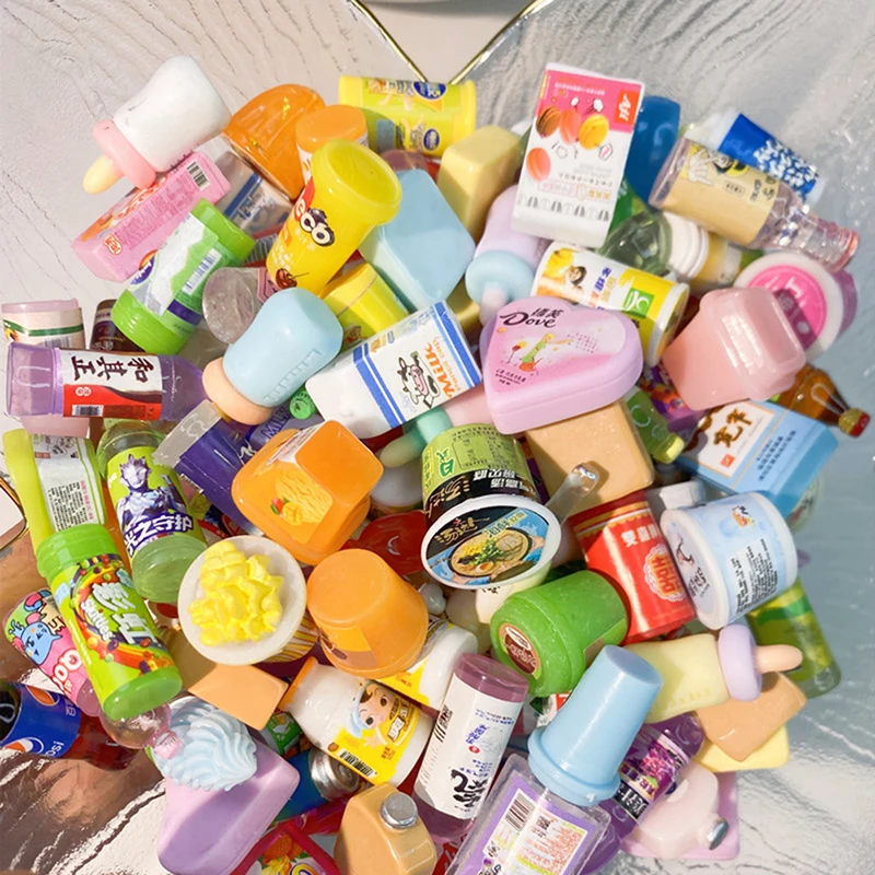5PCS Cute Miniature Dollhouse Supermarket Food Snacks Mini Cake Drink For Doll Kitchen Accessories Random 4