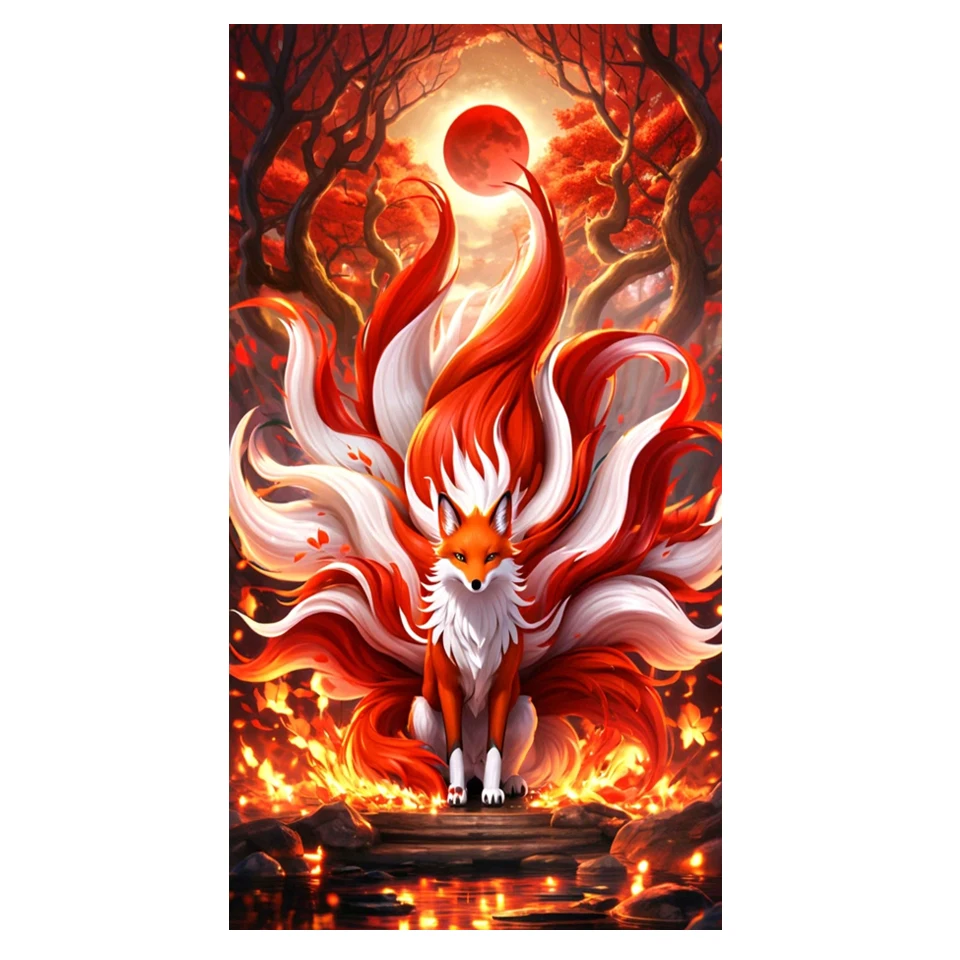 Large Size Diamond Painting Cross Stitch Nine-tailed Fox 5D Diy