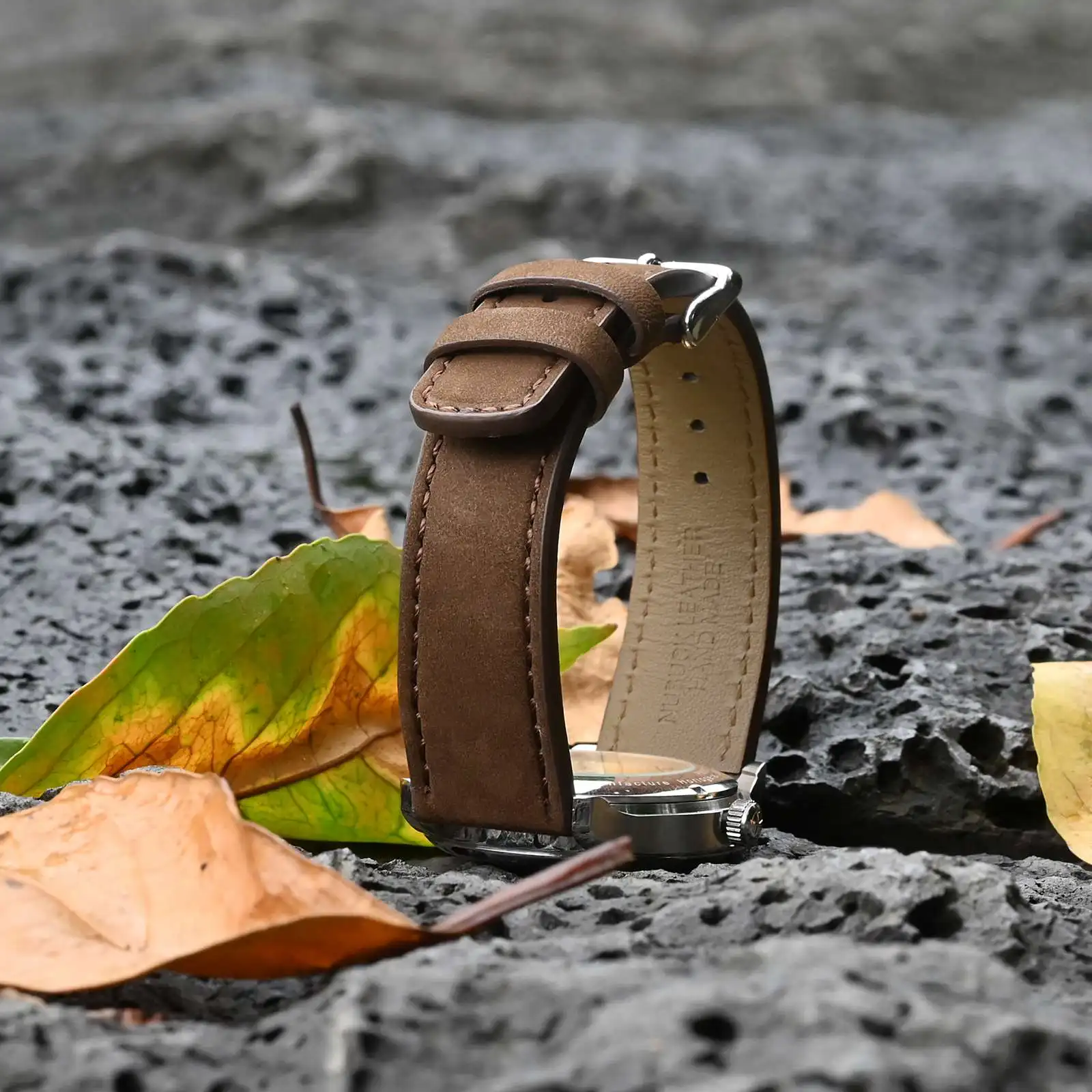Bracelet Montre En Cuir WOCCI - Grain Crocodile, Boucle à Libération Rapide, 18/20/22 Mm