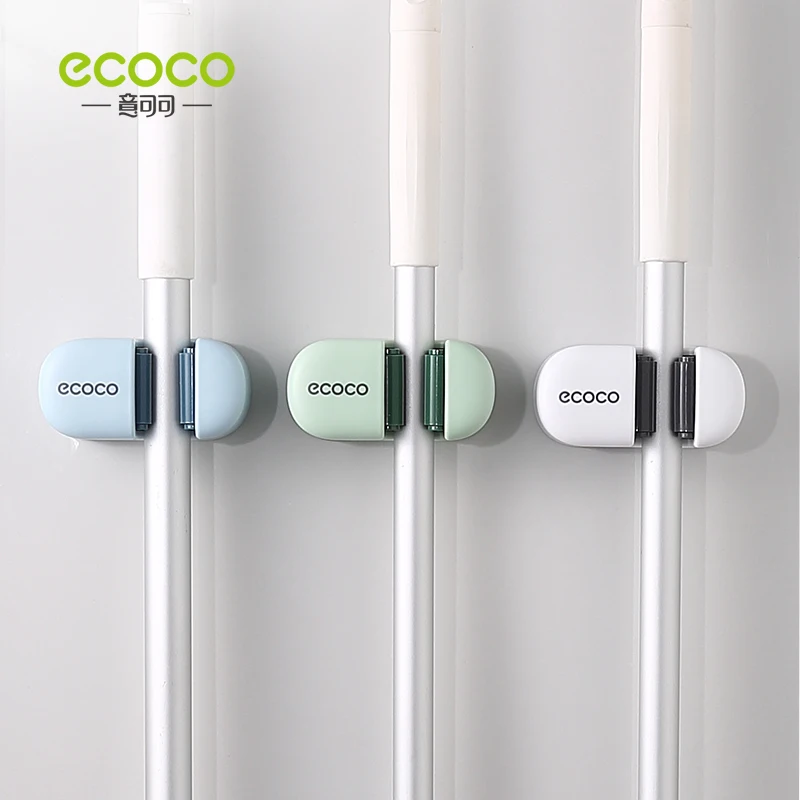 ECOCO-걸레 후크, 벽걸이 걸레 클립, 펀칭 접착제, 강력 접착 후크, 욕실 벽걸이 빗자루 걸레 클립, 고정 인공물, 욕실