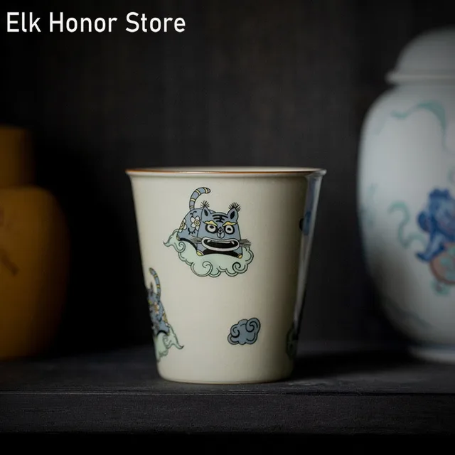 200ml Boutique Honey Glaze Tiger Art Tea Cups: An Exquisite Japanese Style Tea Set