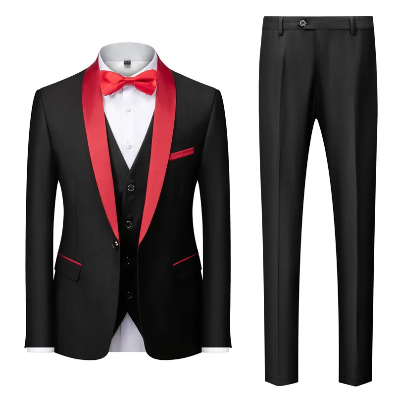 New Men's Business Casual Suit Male Wedding Officiant Dress Suit Three-piece Suit for Men Men Clothing