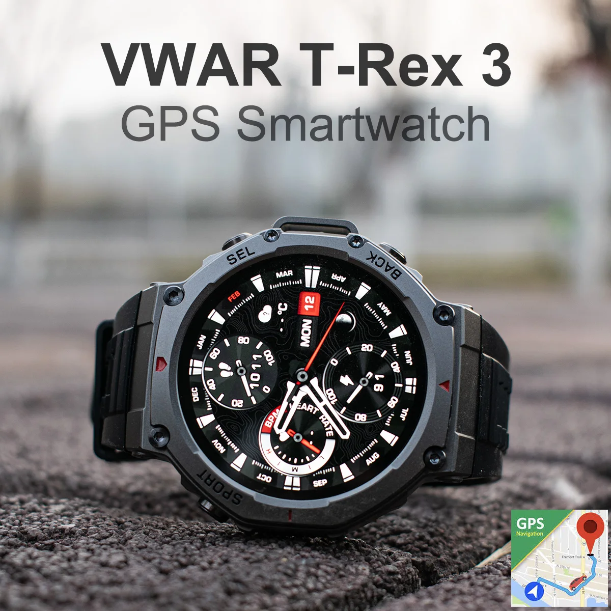 Tactical GPS Smart Watch 2025 VWAR T-Rex3 Compass Altimeter Military Smartwatch Men 50m Waterproof Built-in GPS Bluetooth Call