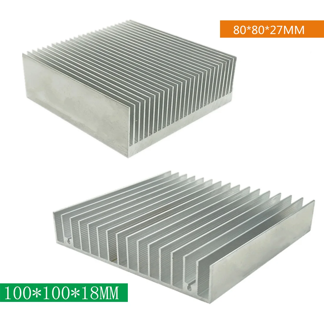 Electronic Radiator Cooler Fin Aluminum Heatsink 1x Computer Water Cooling System CPU Chip LED 100*100*18mm 80*80*27mm Heat Sink