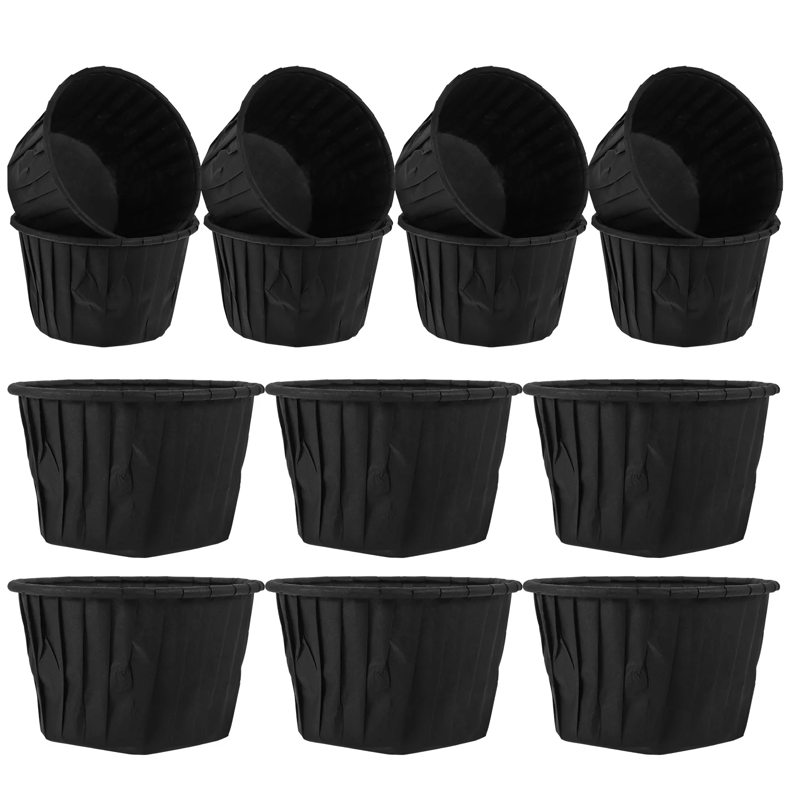 

60PCS Paper Small Cake Holder Oil-proof Non-stick Muffin Cup Party Favors Baking Cups Supplies for Home Dessert Shop (Black)