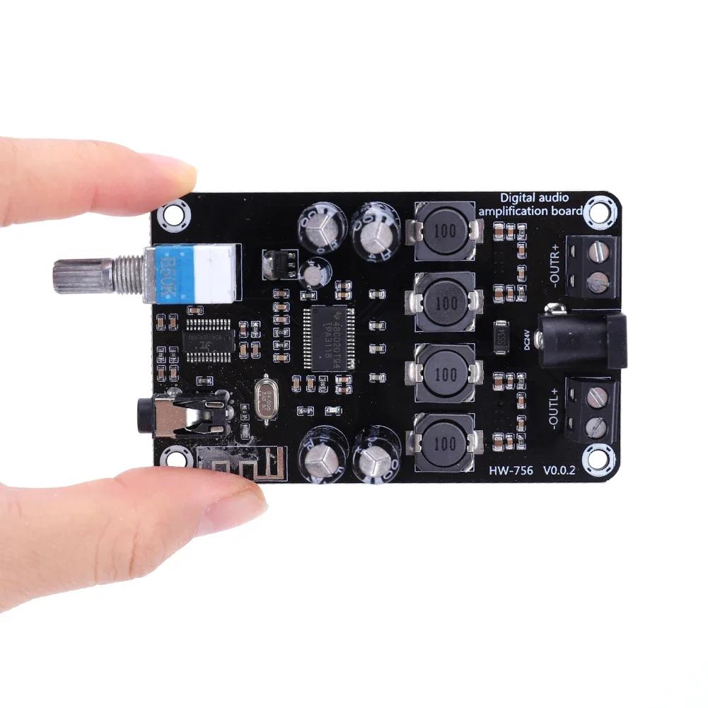 XH-A415 DC12-24V TPA3118D2 50W+50W Bluetooth5.0 AUX 3.5mm audio jack Dual Channel High-Power Adjustable Audio Amplifier Board