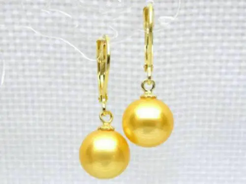 

Elegant 7-8mm AAA+++ Perfect Round Gold South Sea Pearl Earring