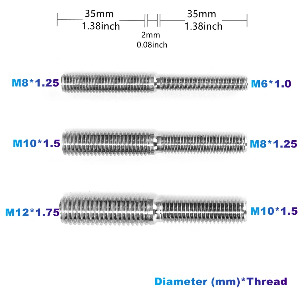 METALLIXITY Doble Extremo Perno Tornillos (M6x80mm) 8uds