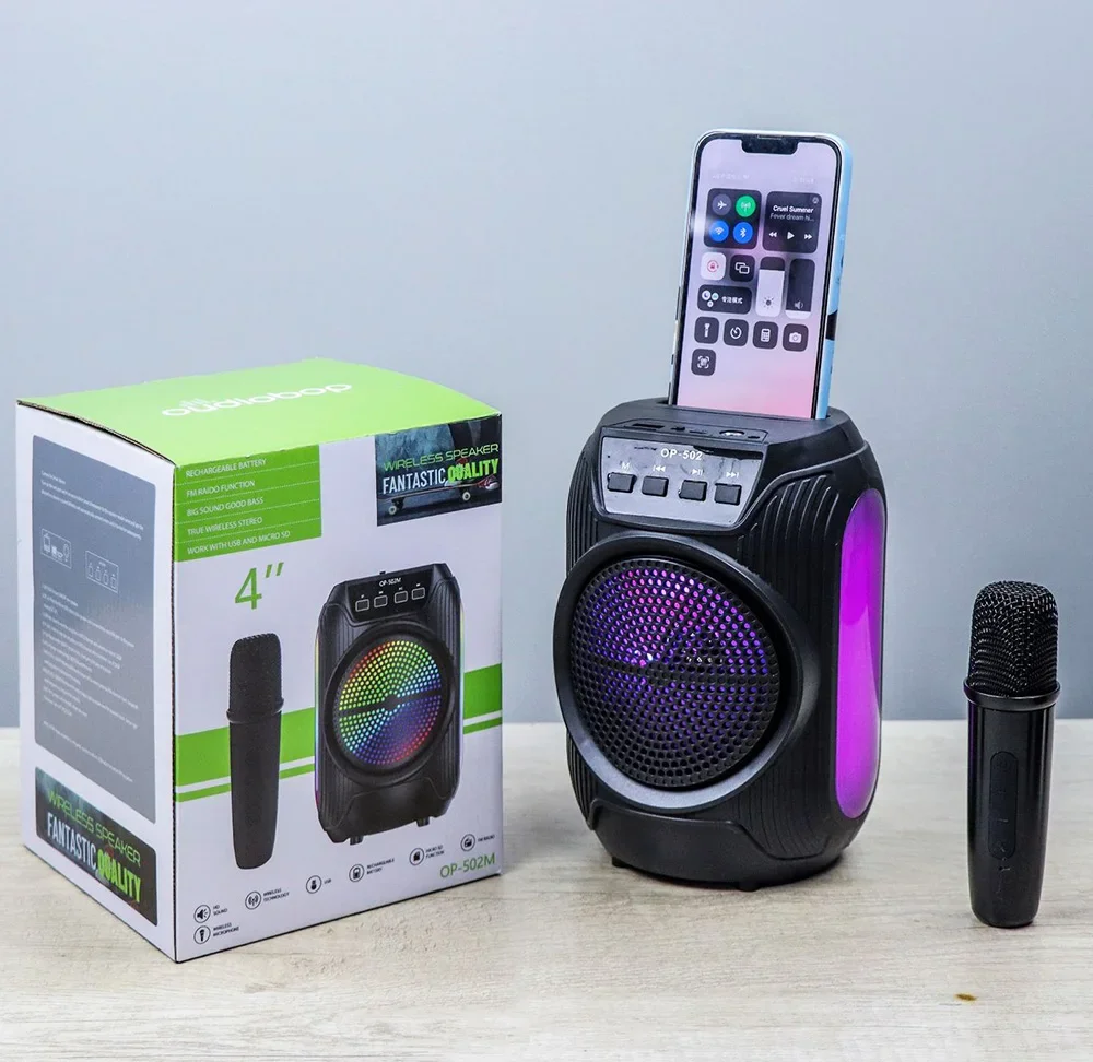

4-дюймовый портативный Bluetooth-динамик с RGB-подсветкой, Система домашнего кинотеатра, аудио, Поддержка U-диска, TF-карты, светильник, аудиоплеер