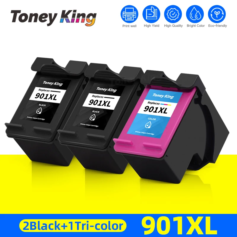 Refillable Ink Cartridge 901XL 901 For HP 901XL Printer Officejet J4500 J4524 J4530 J4540 J4550 J4580 J4585 Inkjet Printer hp printer cartridge 652 inkjet cartridge black