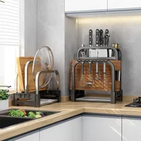 Stainless Steel Knife Holder Kitchen Rack Home Countertop Cutting Board Rack Cutting Board Knife Integrated Storage Rack 1