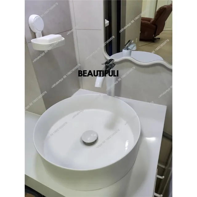 อ่างล้างหน้าแบบตั้งโต๊ะสีชมพูและสีขาว อ่างล้างหน้าแบบฝ้า อ่างล้างหน้าแบบด้าน อ่างล้างหน้าเดี่ยว อ่างล้างหน้าดีไซน์ศิลปะ อ่างล้างหน้าทรงกลม เซรามิก อ่างล้างหน้าสร้างสรรค์สำหรับบ้าน 5