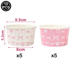 Set of 10 Pink Bow Cupcake and Cake Toppers for Coquette - Themed Parties and Bridal Showers (Coffee)