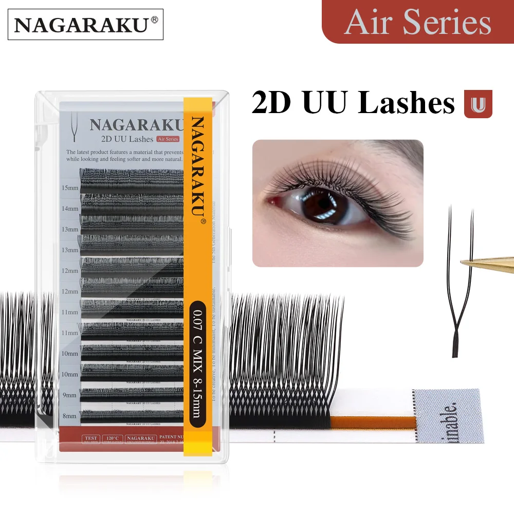 NAGARAKU U-förmige Wimpern Wimpernverlängerungen 2D 3D UU YY Wimpern in U-Form Natürliche Weiche Vorgefertigte Fächerwimpern