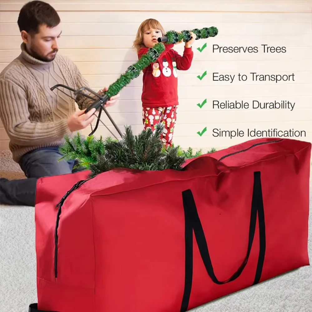 Oxford Cloth Christmas Tree Bag Large Capacity with Handles Wreath Storage Bag Foldable Waterproof Christmas Supplies