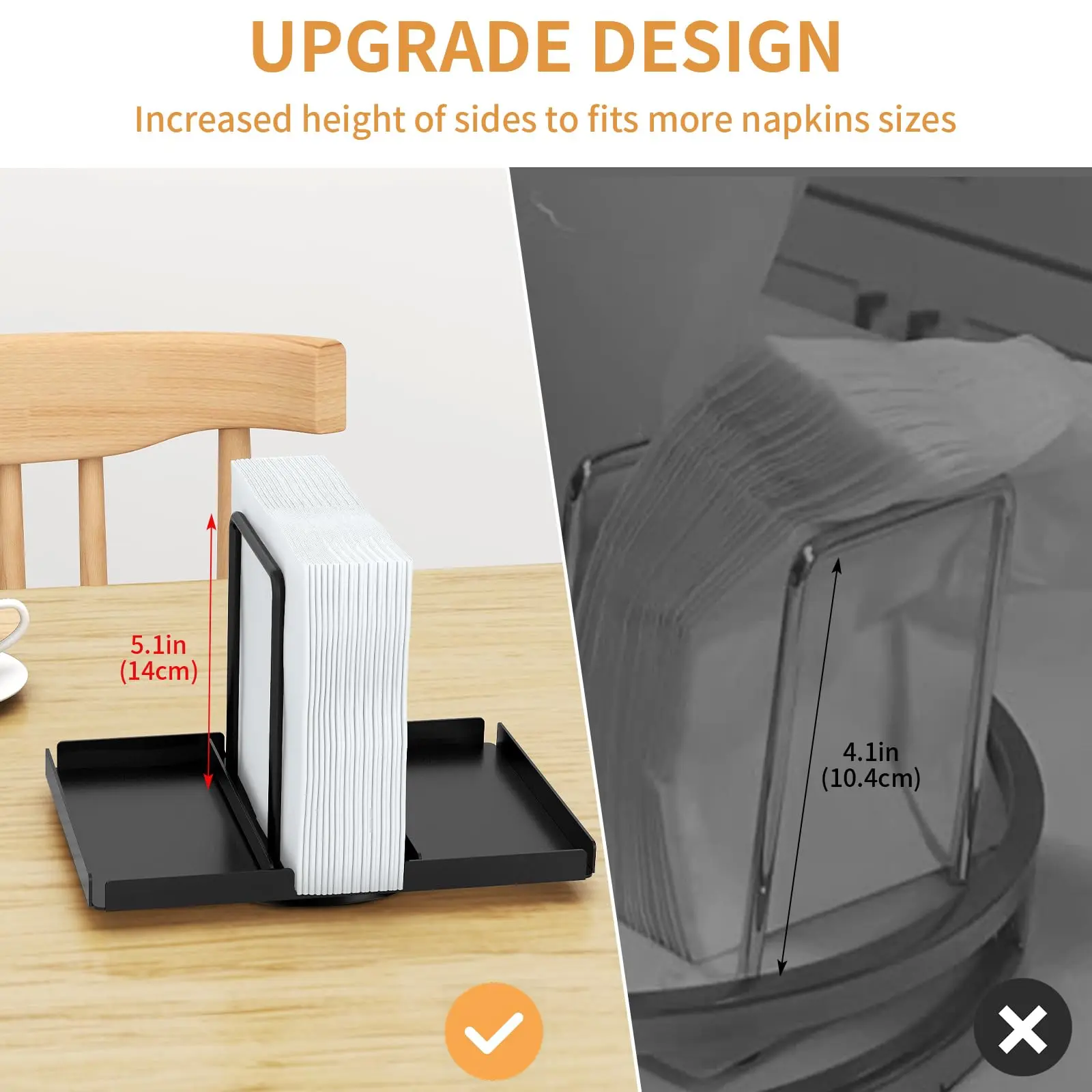 Napkin holder for table, 360° rotating metal napkin holder with salt and pepper shaker holder, suitable for kitchen table decor 3