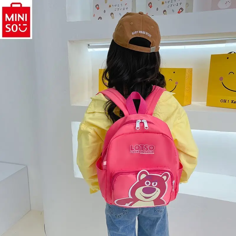 

MINISO Disney Cartoon Strawberry Bear Snow White Boys and Girls Book Bag Lightweight and Versatile Outgoing Children's Backpack