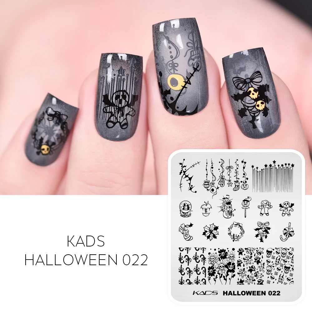 KADS Halloween Fall Christmas Nail Stamping Plate Nail Art Plates Image Stamp Templates DIY Print Manicure Salon Design Stencils 4