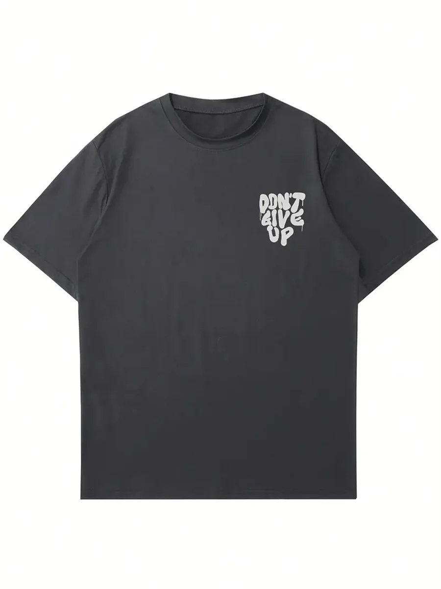 تي شيرت رجالي صيفي 100 قطن عصري غير رسمي فضفاض مقا...