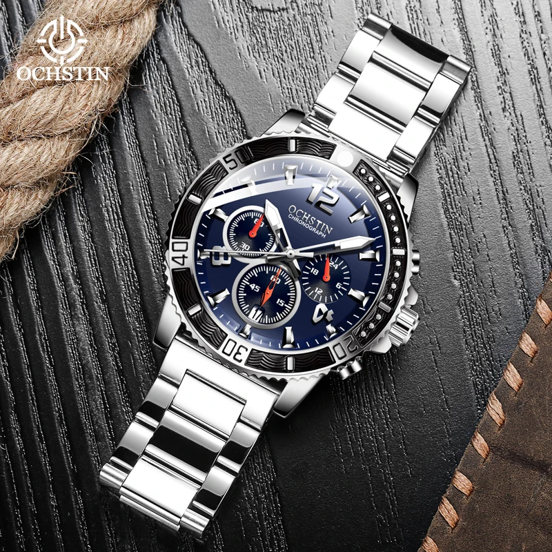 2023 Men Black luxury Brand Sport Calendar Quartz Watch Stylish Silver Stainless Steel Strap Business Men's Clock Wristwatches