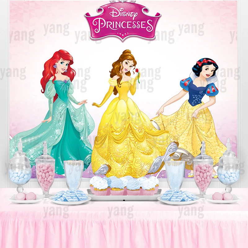 Disney Princess Wedding Castle Pink Sleeping Beauty Biancaneve Sirenetta Sfondo Ragazze Festa Di Compleanno Baby Shower Banner