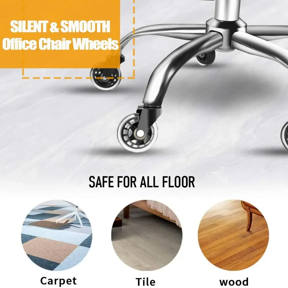 Furniture Casters Wheels 5pcs 3 Inch Rubber 360 Degree Rotatable Safe Rollers Quiet Rolling Office Chair