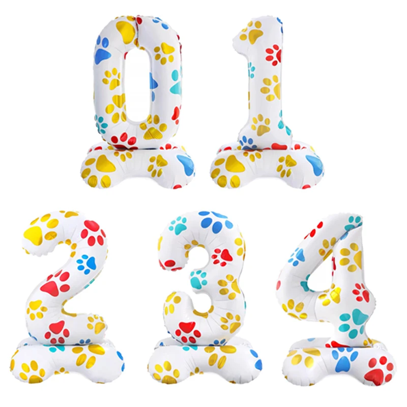 1pc 16 zoll Weiße Anzahl Stehende Ballons Hund Pfoten Tiere Haustier Folie Ballons Kinder Alles Gute Zum Geburtstag Party Dekoration baby Dusche