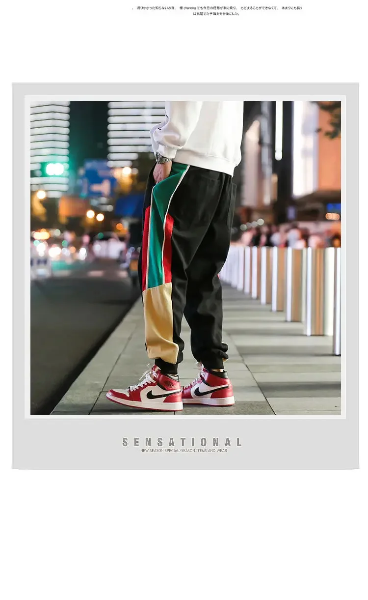 Description Picture 4 of itemAutumn and Winter New Hong Kong Style Youth Tie-in Overalls Men's Loose Casual Nine-point Pants Plus Velvet